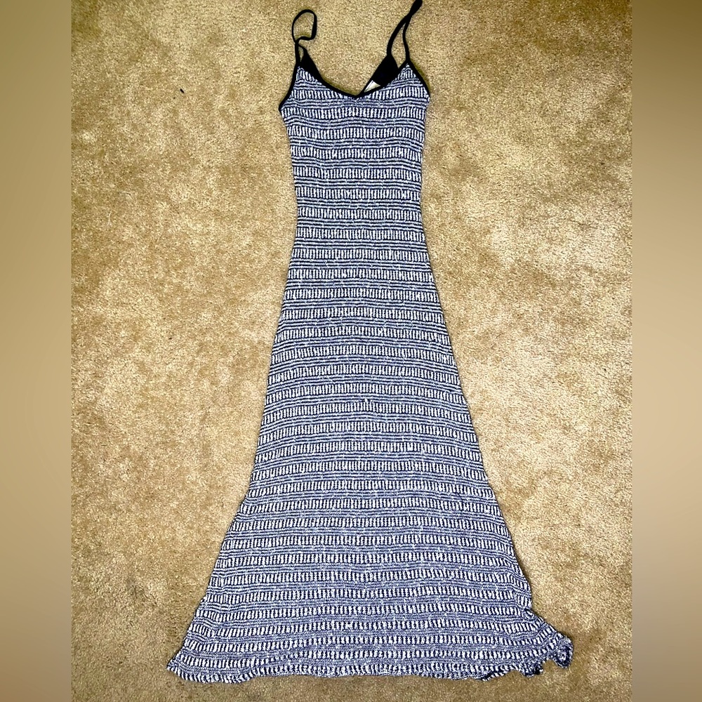 Vintage. Long black and white knit dress.